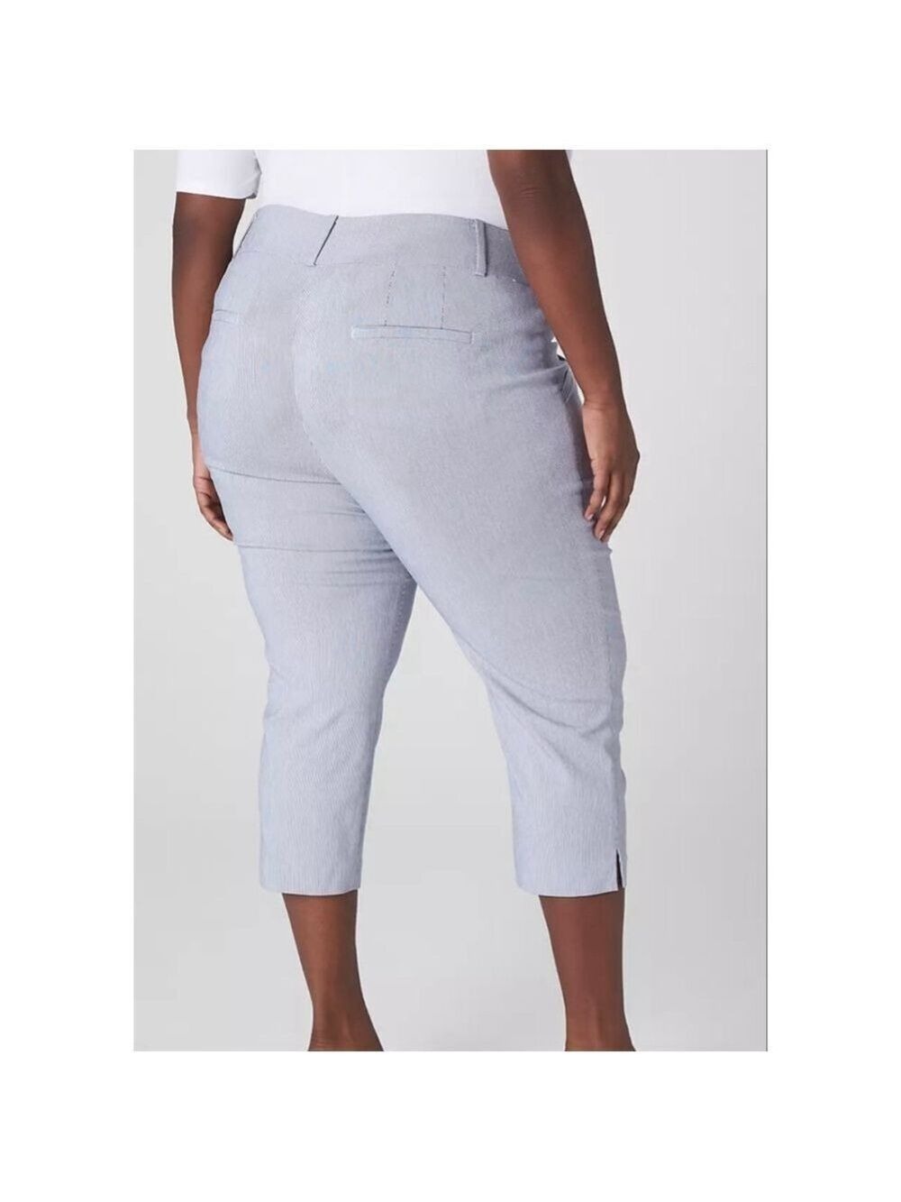 Lane Bryant Light Gray Capri Pants Plus Size 18 Slim Polished Crop - Picture 3 of 13